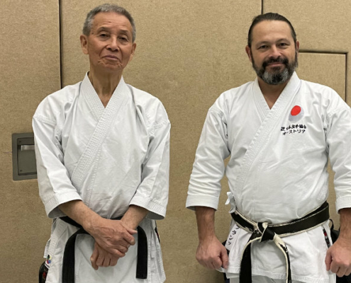 Takeji Ogawa und Franz Peischl beim Training im ASKO Karate Steyr.